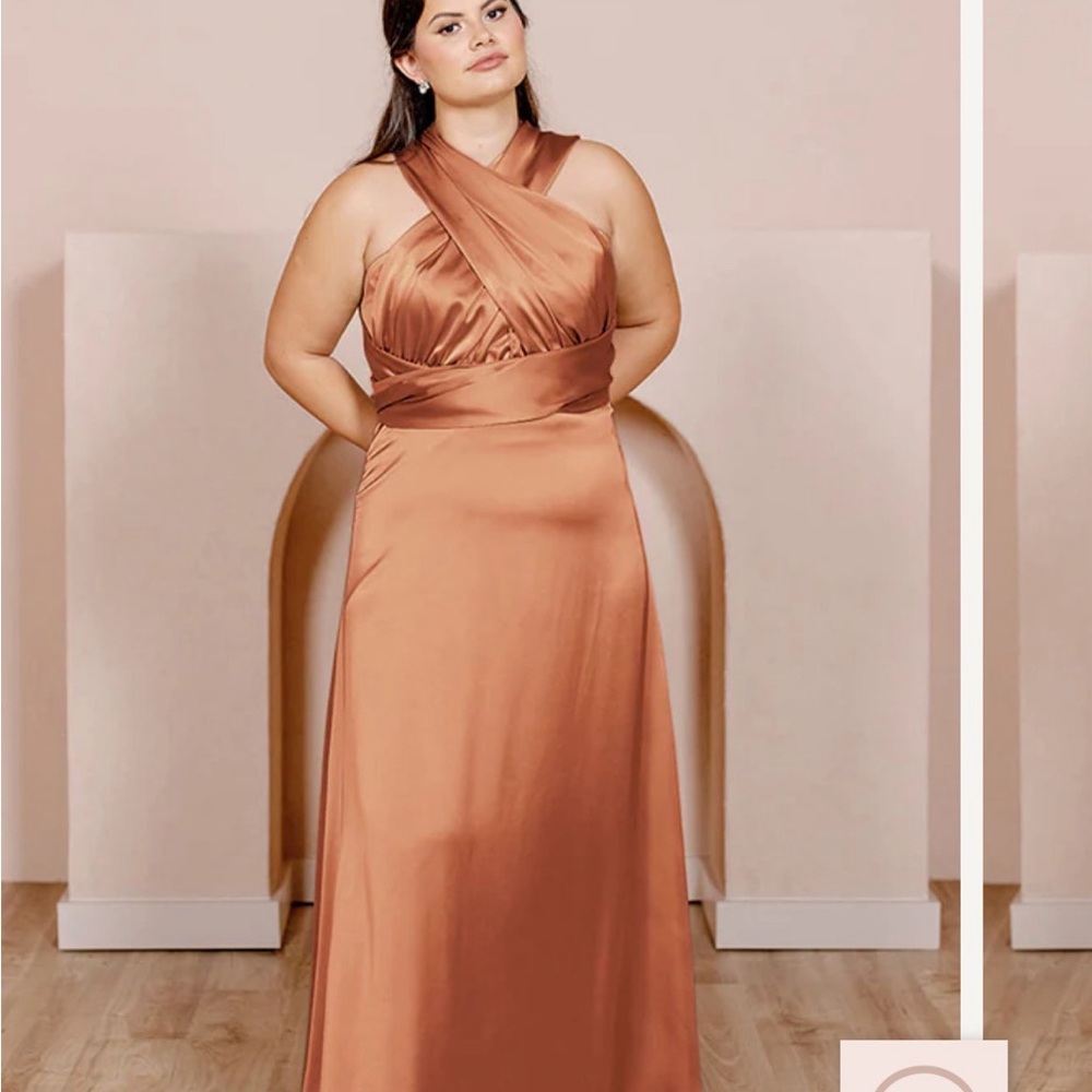 Revelry Copper Satin Devan convertible maxi